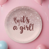 バラ金ゴールドグリッター赤面グラデーションピンクitsAガールベビー ペーパープレート