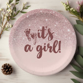 バラ金ゴールドグリッター赤面グラデーションピンクitsAガールベビー ペーパープレート