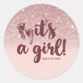 バラ金ゴールドグリッター赤面グラデーションピンクitsAガールベビー ラウンドシール (正面)