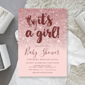 バラ金ゴールドグリッター赤面グラデーションピンクitsAガールベビー 招待状