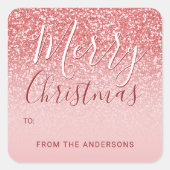 バラ金ゴールドグリッター赤面グラデーションメリークリスマスギフト スクエアシール (正面)