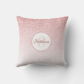 バラ金ゴールドグリッター赤面グラデーションラウンドモノグラム クッション (裏面)