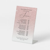 バラ金ゴールドグリッター赤面スパークルサロン価格表 台座サイン (正面)