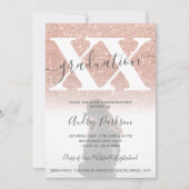 バラ金ゴールドグリッター赤面ピンクの卒業写真 招待状 (正面)