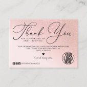 バラ金ゴールドグリッター赤面ピンクカスタマーサンキュー 名刺 (正面)
