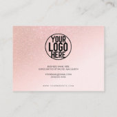 バラ金ゴールドグリッター赤面ピンクカスタマーサンキュー 名刺 (裏面)