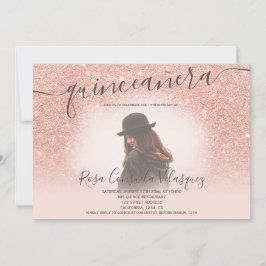 バラ金ゴールドグリッター赤面ピンクキンセアニェラ写真 招待状