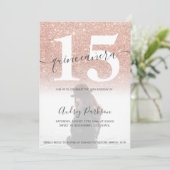 バラ金ゴールドグリッター赤面ピンクキンセアニェラ写真 招待状 (スタンド正面)