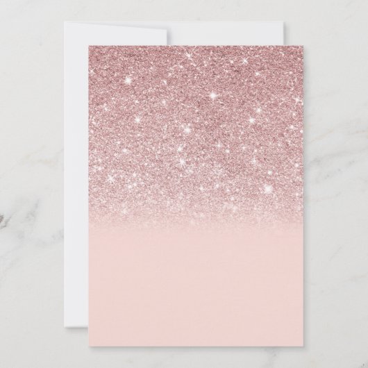 バラ金ゴールドグリッター赤面ピンクグラデーションベビーシャワー サンキューカード (裏面)