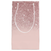 バラ金ゴールドグリッター赤面ピンクグラデーション スモールペーパーバッグ (正面)