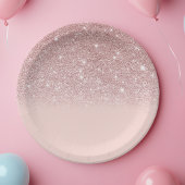 バラ金ゴールドグリッター赤面ピンクグラデーション ペーパープレート