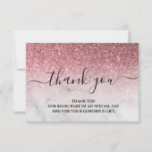 バラ金ゴールドグリッター赤面ピンクサンキューカード サンキューカード (正面)