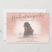 バラ金ゴールドグリッター赤面ピンクシック写真卒業 招待状 (正面)