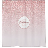 バラ金ゴールドグリッター赤面ピンクモノグラグラデーションム シャワーカーテン (正面)