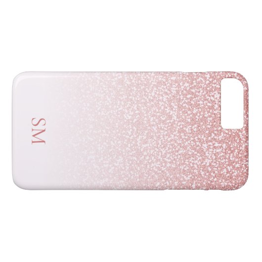 バラ金ゴールドグリッター赤面ピンクモノグラグラデーションム Case-Mate iPhoneケース (裏面(横))