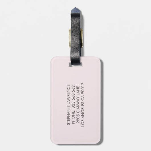 バラ金ゴールドグリッター赤面ピンクモノグラム ラゲッジタグ (裏面縦)