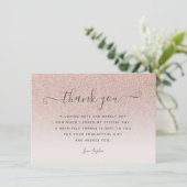 バラ金ゴールドグリッター赤面ピンク感謝していユー誕生日 サンキューカード (スタンド正面)