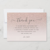 バラ金ゴールドグリッター赤面ピンク感謝していユー誕生日 サンキューカード (正面)