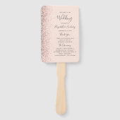 バラ金ゴールドグリッター赤面ピンク結婚式 プログラム ハンドファン (正面)