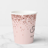 バラ金ゴールドグリッター赤面ピンク30th誕生日 紙コップ (正面)