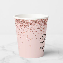 バラ金ゴールドグリッター赤面ピンク30th誕生日 紙コップ