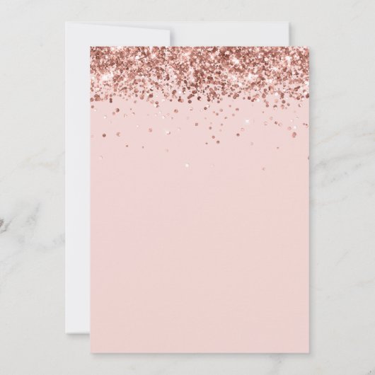 バラ金ゴールドグリッター赤面ピンク50誕生日 招待状 (裏面)