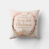 バラ金ゴールドグリッター赤面フローラリースクリスマス クッション (裏面)