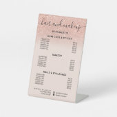 バラ金ゴールドグリッター赤面ヘア化粧サロン価格 台座サイン (正面)