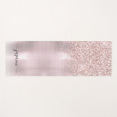 バラ金ゴールドグリッター赤面メタリックモノグラムスクリプトY ヨガマット (正面(横))