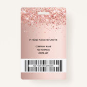 バラ金ゴールドグリッター赤面写真社員 バッジ (裏面)