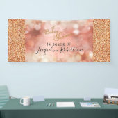 バラ金ゴールドグリッター赤面妖精ライトベビーシャワー 横断幕 (トレードショー)