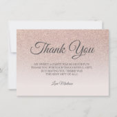 バラ金ゴールドグリッター赤面感謝していピンクユーSweet 16 サンキューカード (正面)