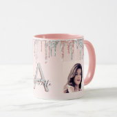 バラ金ゴールドグリッター赤面銀写真名 マグカップ (正面右)