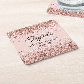 バラ金ゴールドグリッター赤面40th誕生日 スクエアペーパーコースター (アングル)