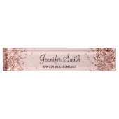 バラ金ゴールドグリッター赤面 デスクネームプレート (正面)