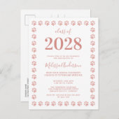 バラ金ゴールドグリッター足跡の卒業 インビテーションポストカード (正面/裏面)