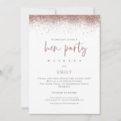 バラ金ゴールドグリッター週末の旅程ヘンパーティー 招待状 (正面)