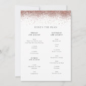 バラ金ゴールドグリッター週末の旅程ヘンパーティー 招待状 (裏面)