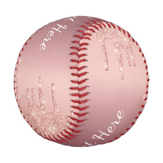 バラ金ゴールドグリッター野球カスタム文字名 野球ボール (アングル)