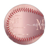 バラ金ゴールドグリッター野球名前をカスタムするレター 野球ボール (正面左)