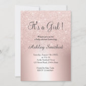 バラ金ゴールドグリッター金グラデーション属女子ベビーシャワー 招待状 (正面)