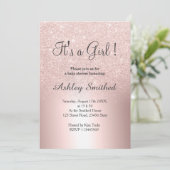 バラ金ゴールドグリッター金グラデーション属女子ベビーシャワー 招待状 (スタンド正面)