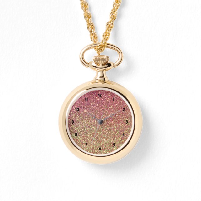 バラ金ゴールドグリッター金ゴールドラップのまわりにウィメンズウォッチ 腕時計 (正面)