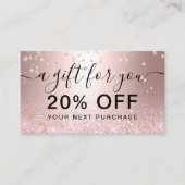 バラ金ゴールドグリッター金属スパークル紙吹雪ギフト 割引カード (正面)