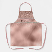 バラ金ゴールドグリッター金属ダイヤモンドモノグラきらきら光るム エプロン (正面)