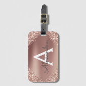 バラ金ゴールドグリッター金属モノグラムの名前とイニシャル ラゲッジタグ (正面縦)