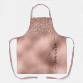 バラ金ゴールドグリッター金属手書きモノグラム エプロン (正面)