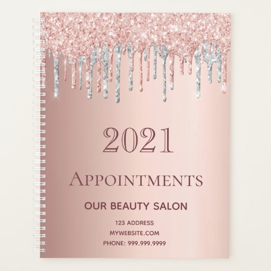 バラ金ゴールドグリッター銀サロンアポイントメント2025 プランナー手帳 (正面)