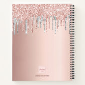 バラ金ゴールドグリッター銀赤面モノグラムイニシャル ノートブック (裏面)