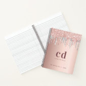 バラ金ゴールドグリッター銀赤面モノグラムイニシャル ノートブック (内部)